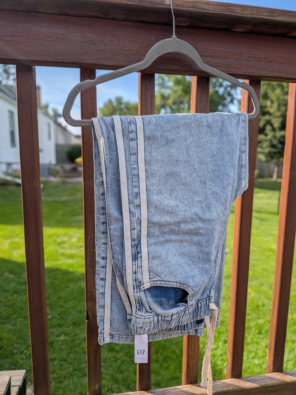 GAP Light Blue Women's Wide Leg Jeans with Side Stripe